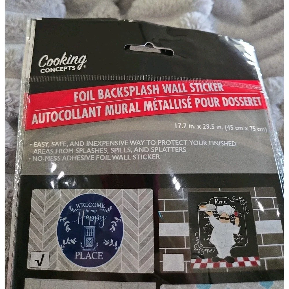Cooking Concepts Foil Backsplash Wall Sticker‎ Decal HAPPINESS NIP!